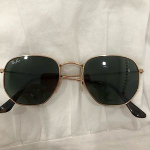 Hexagonal flat Ray Ban glasses with case